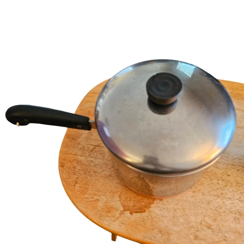 Pre-1968 Revere Ware 3 Qt Copper Clad Bottom Stainless Steel Saucepan Lid MCM